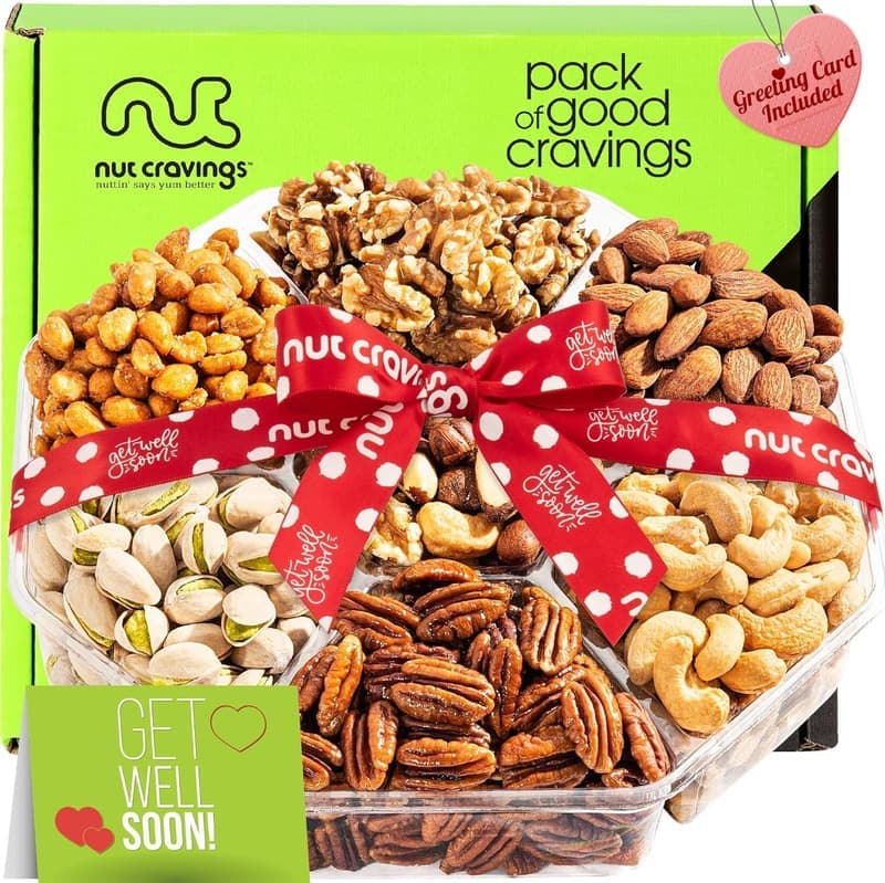 Get Well Soon Nuts Gift Basket - Gourmet Care Package