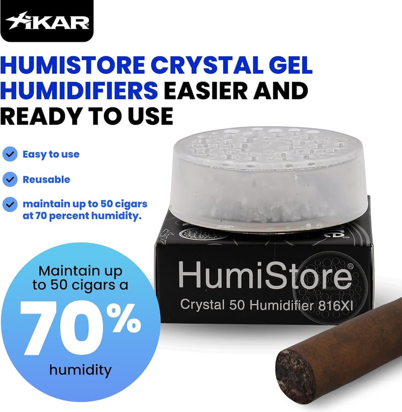 Cigar Humidifier Jar with Magnet - Regulates 70% Humidity, 90-Day Use