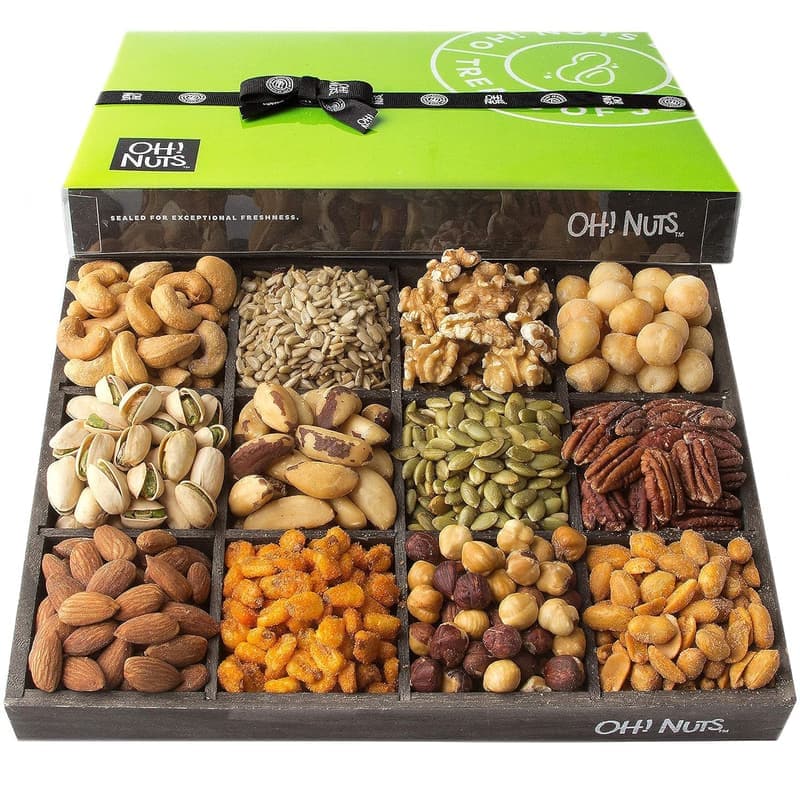 Mixed Nuts Gift Basket - 12 Assorted Varieties