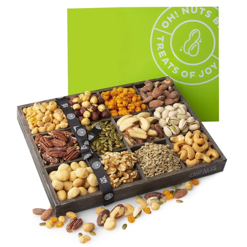 Mixed Nuts Gift Basket - 12 Assorted Varieties