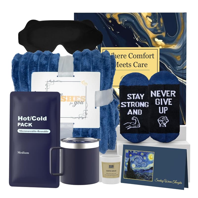 Get Well Soon Gift Basket for Men with Hot/Cold Pack