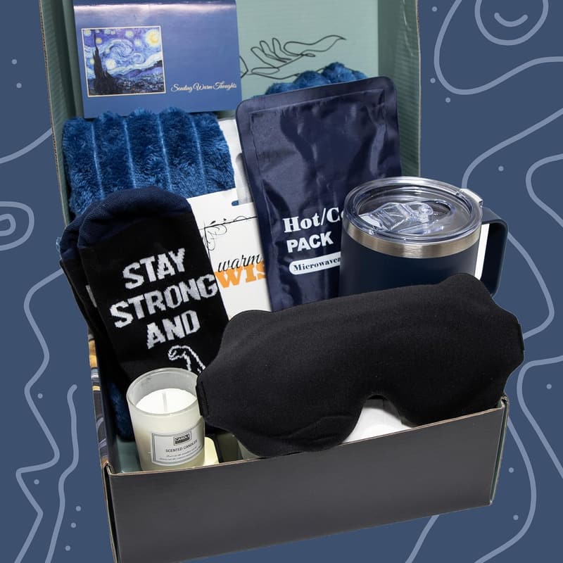 Get Well Soon Gift Basket for Men with Hot/Cold Pack