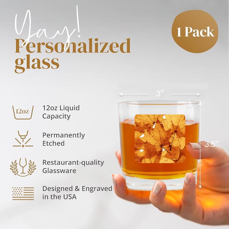 Personalized 12oz Whiskey Glass - Custom Photo or Logo Gift