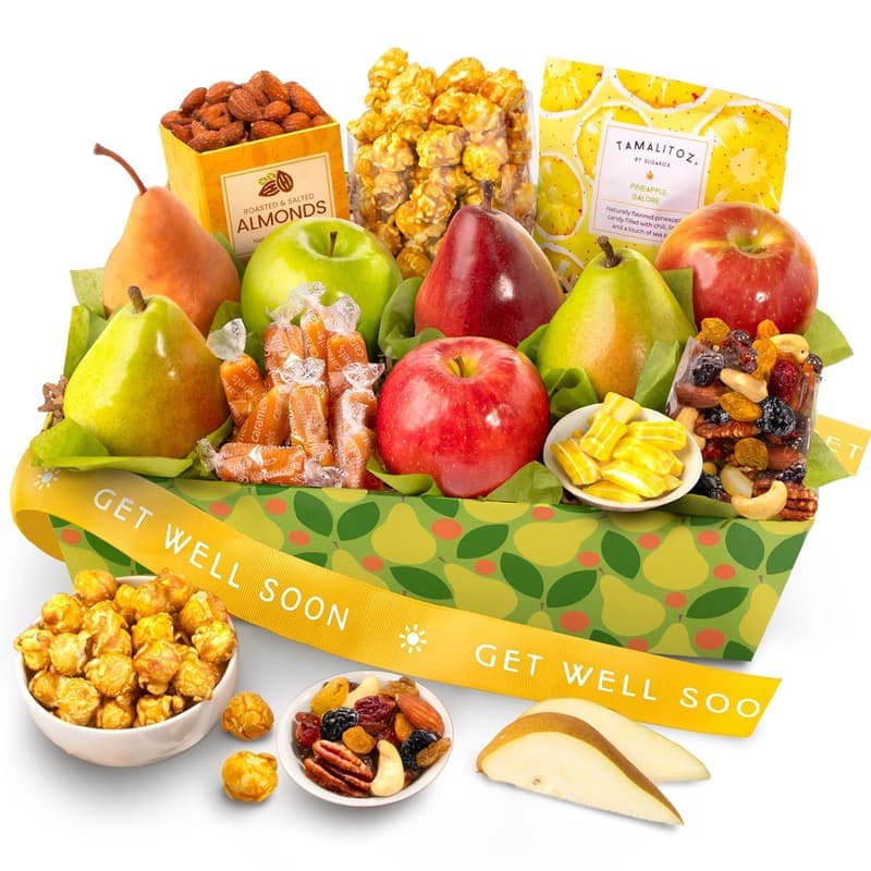 Get Well Soon Gourmet Fruit and Snack Gift Basket