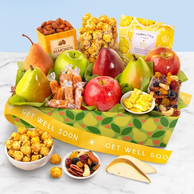 Get Well Soon Gourmet Fruit and Snack Gift Basket