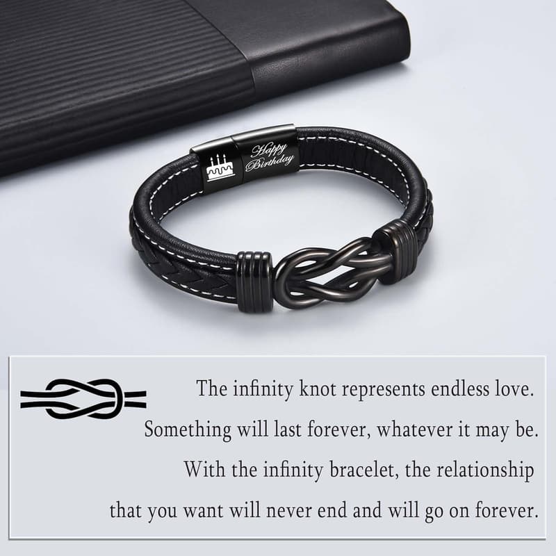 Happy Birthday Leather Bracelet Gift for Boys 13-21 Years Old