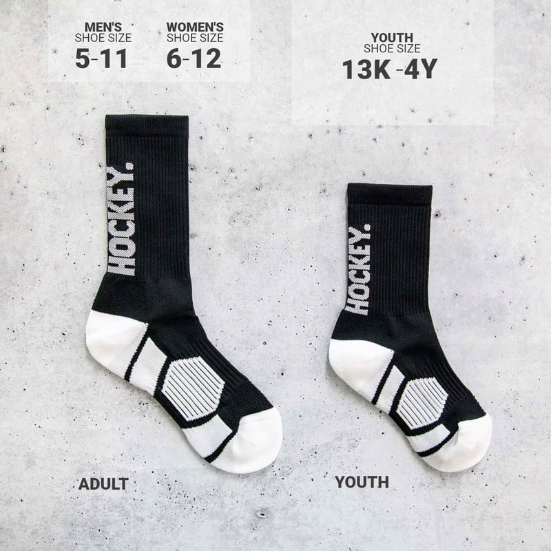 Hockey Performance Crew Socks - Youth & Adult - Multiple Colors