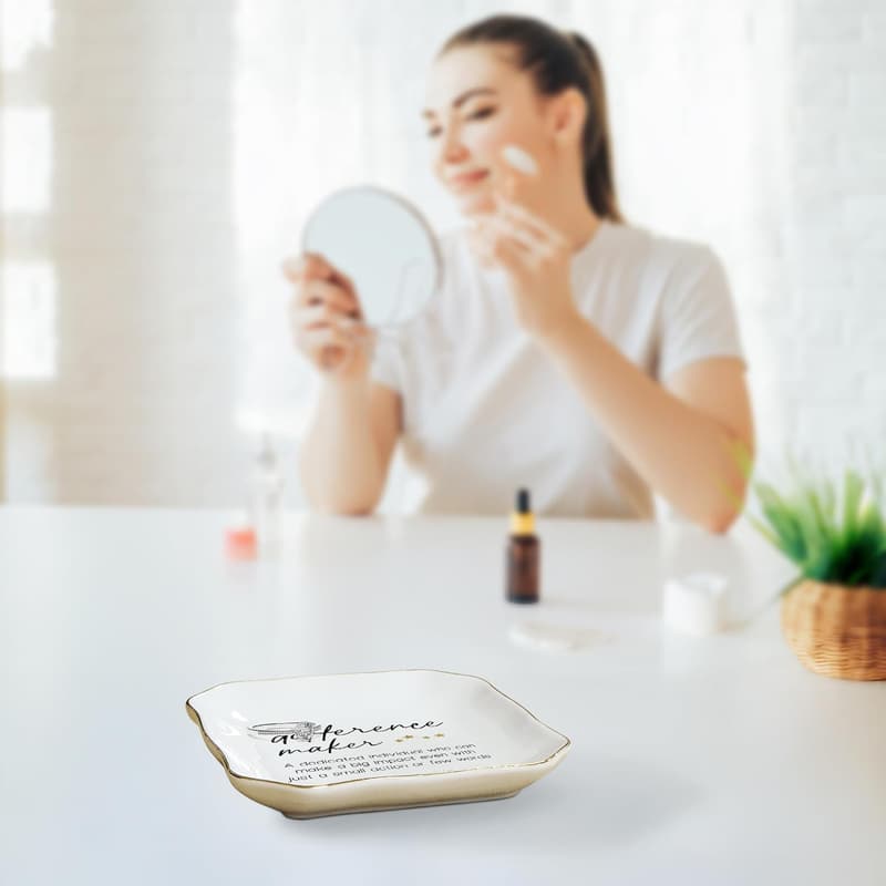 Teacher Day Ceramic Jewelry Dish Tray - Perfect Gift for Women