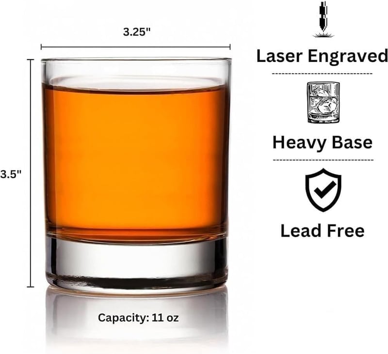 Personalized Photo Engraved Whiskey Glass for Dad
