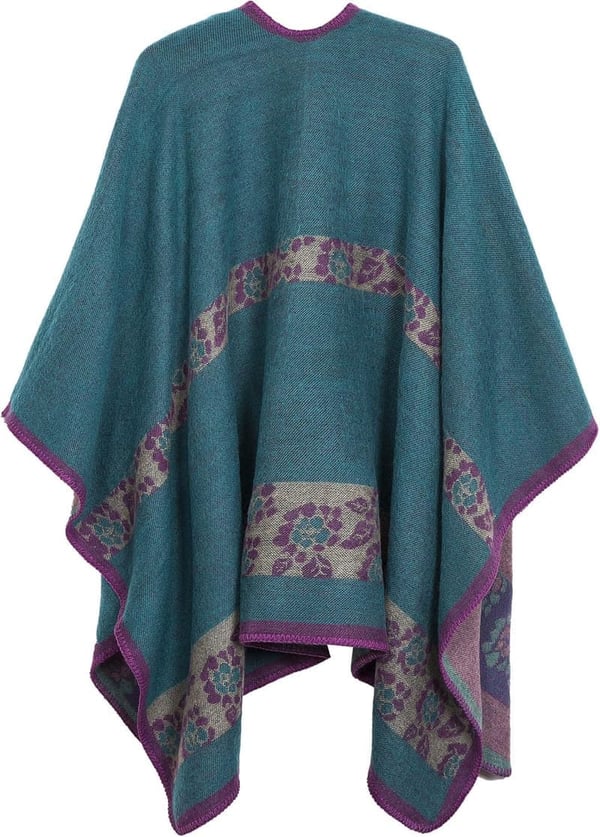 Color Block Shawl Wrap Poncho Cape for Women