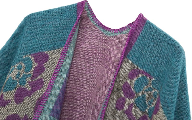 Color Block Shawl Wrap Poncho Cape for Women