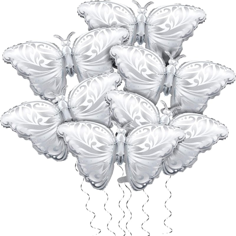 42-Inch Silver Butterfly Foil Balloons - Birthday & Wedding Decor