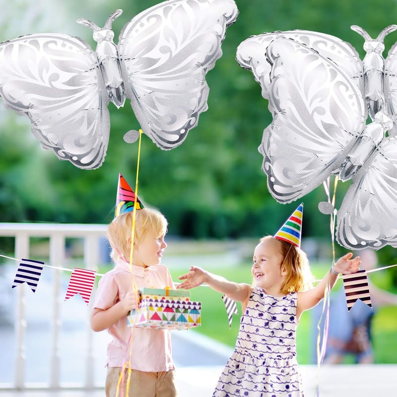 42-Inch Silver Butterfly Foil Balloons - Birthday & Wedding Decor