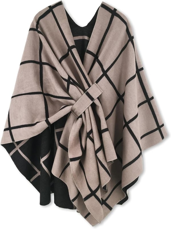 Fall Winter Women's Moss Rose Shawl Wrap Poncho Cape