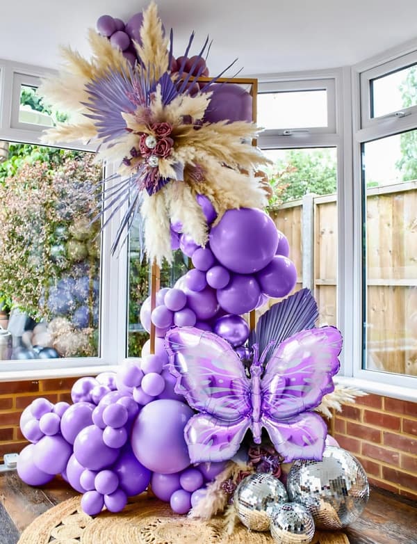 Purple Butterfly Balloon Arch Kit - 129 pcs for Girl's Birthday Party