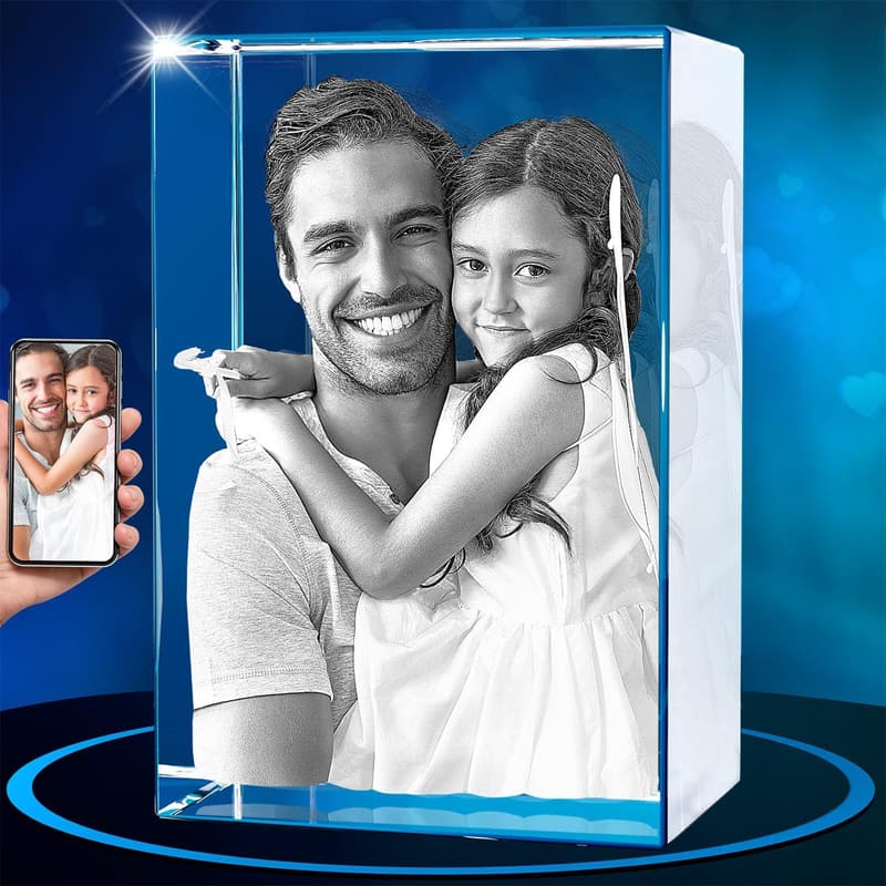 Personalized 3D Crystal Photo Gift for Dad