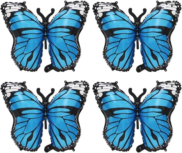 Butterfly Theme Party Balloon Kit – 4 Foil Balloons, 28 Inches