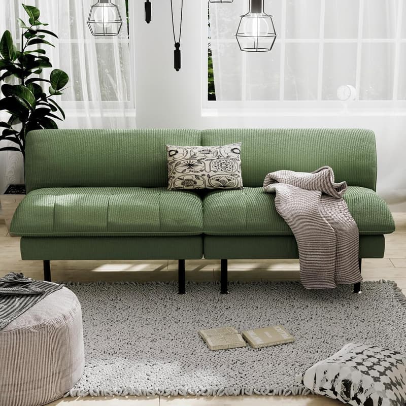 Multifunction Green Convertible Futon Sofa Bed for Living Room