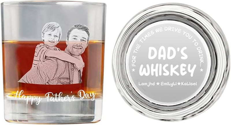 Father's Day Personalized Whiskey Glass with Custom Photo