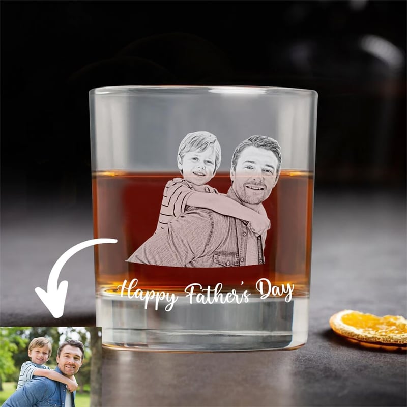 Father's Day Personalized Whiskey Glass with Custom Photo