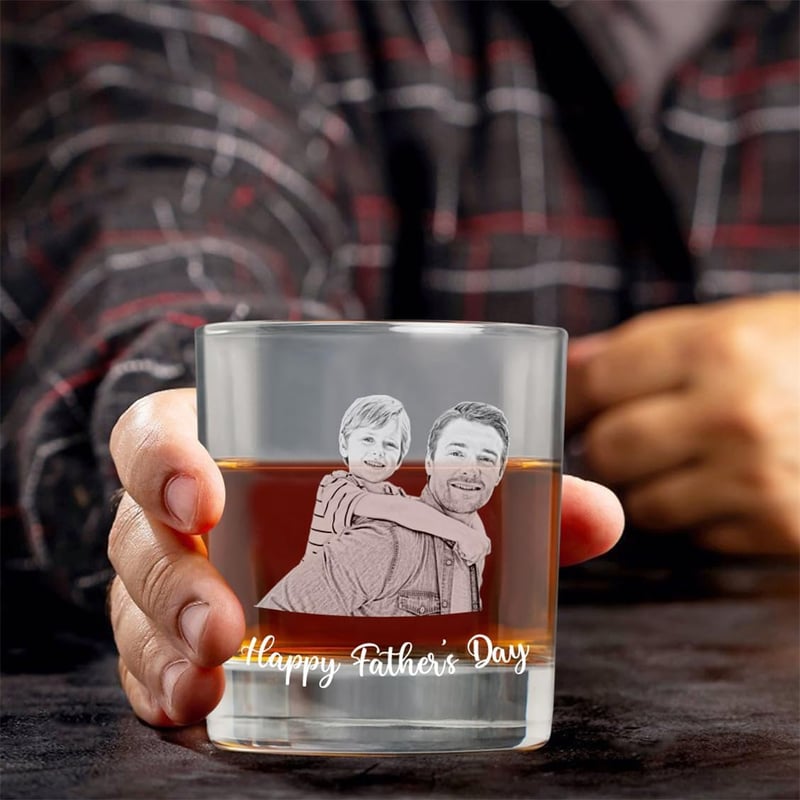 Father's Day Personalized Whiskey Glass with Custom Photo