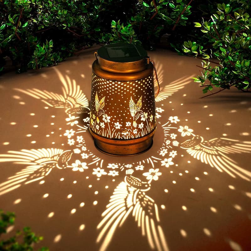 Outdoor Solar Lanterns - Hummingbird Garden Decor for Women