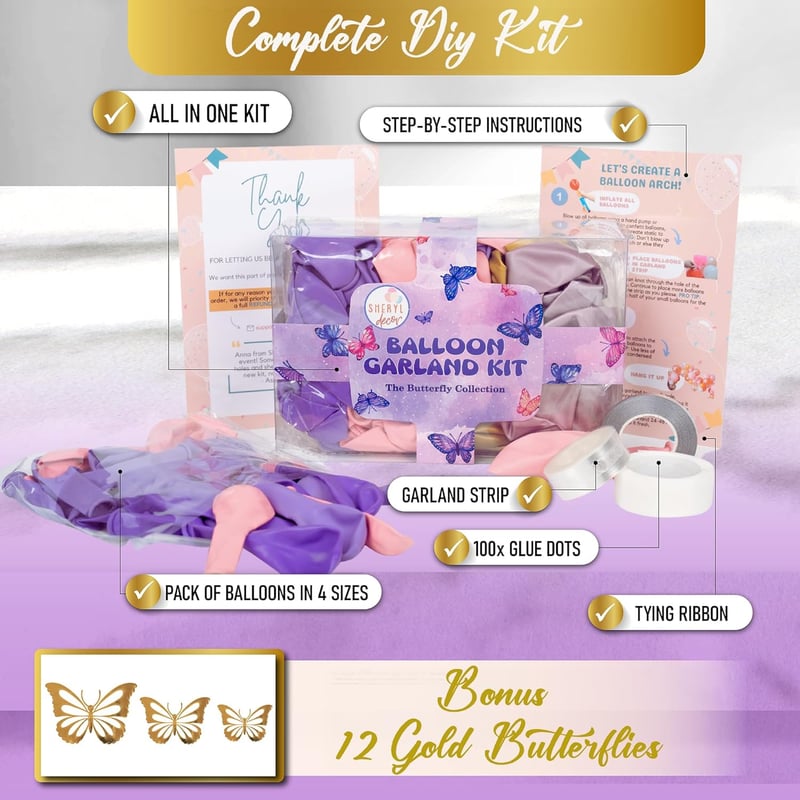 Pink and Purple Balloon Arch & Garland Kit for Girl's Parties