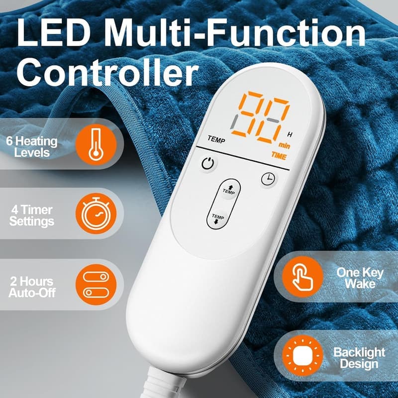 Electric Heating Pad for Pain Relief with 6 Heat Settings