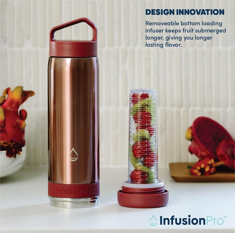 Vacuum Insulated Fruit Infuser Water Bottle with eBook - 20 oz