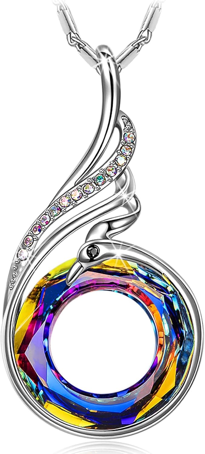 Phoenix Necklace with Austrian Crystals, Birthday Gift for Women
