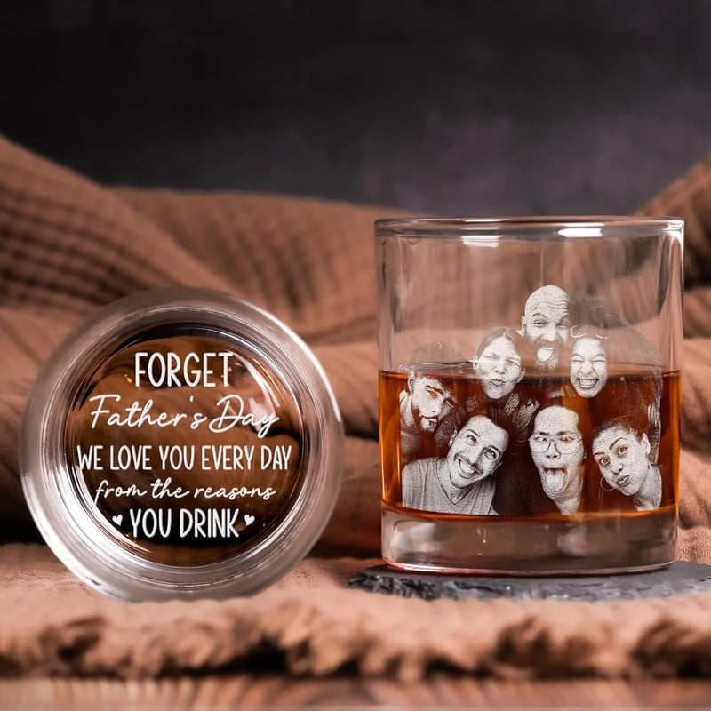 Personalized Whiskey Glass with Photo for Dad