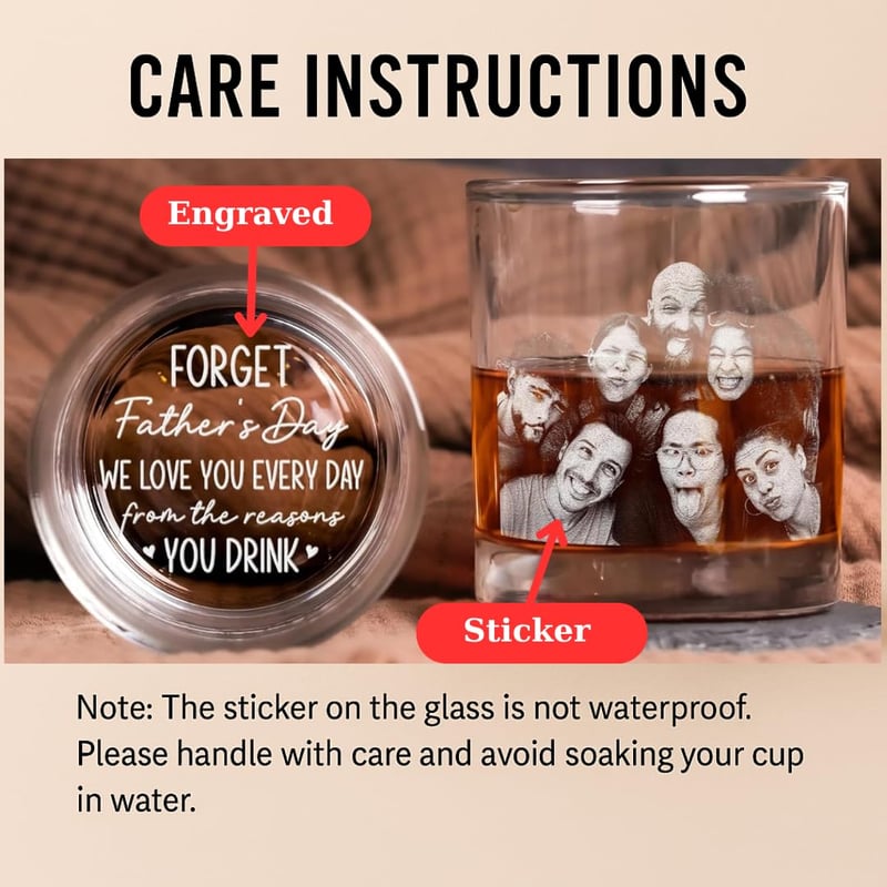 Personalized Whiskey Glass with Photo for Dad