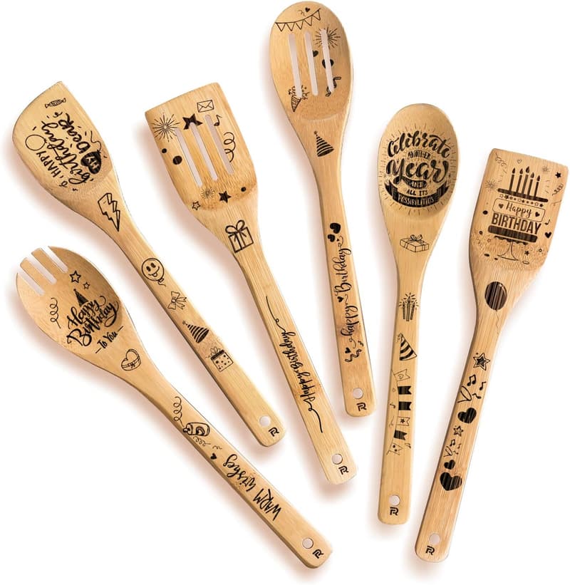 Birthday Gifts for Women - Personalized Wooden Cooking Spoons