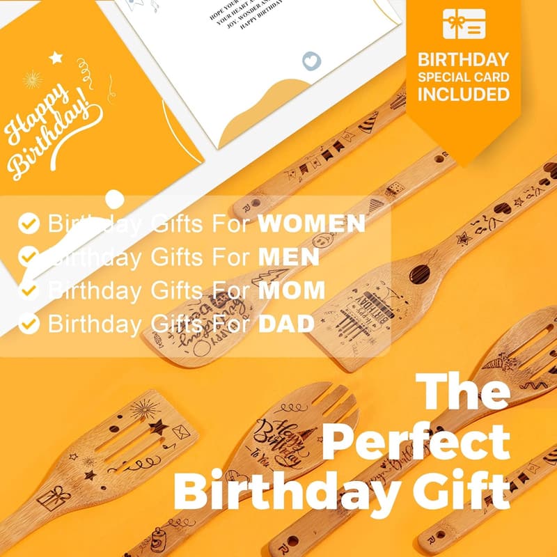 Birthday Gifts for Women - Personalized Wooden Cooking Spoons