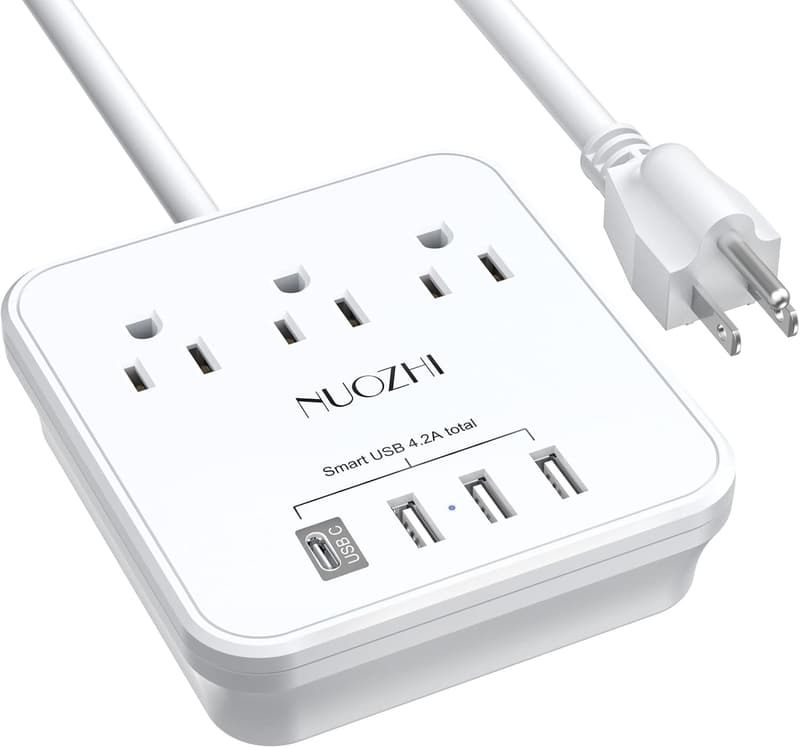 Cruise Essentials: 6 Ft Power Strip with 3 Outlets & 4 USB Ports