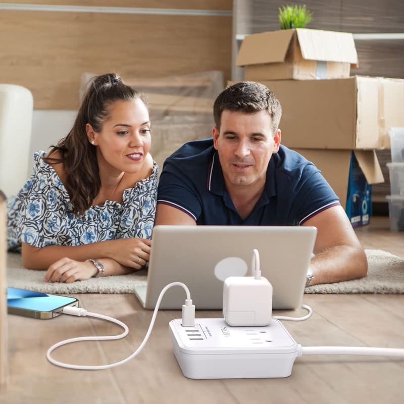 Cruise Essentials: 6 Ft Power Strip with 3 Outlets & 4 USB Ports