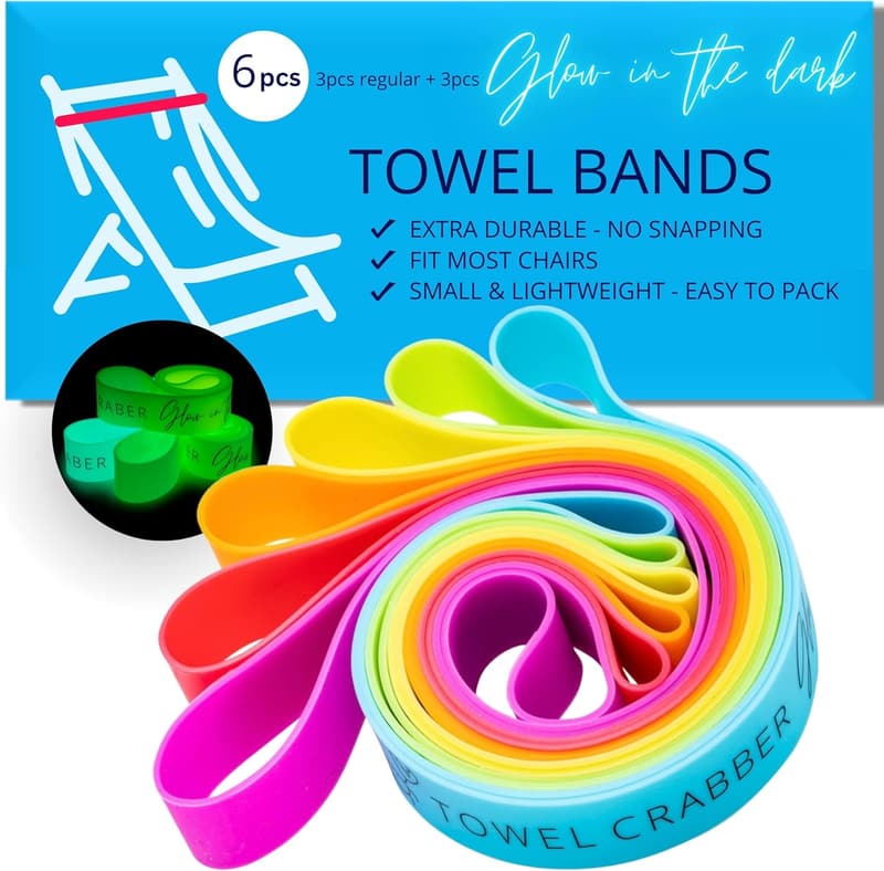 Beach Towel Bands (6-Pack) - Durable Chair Clips for Pool & Cruise