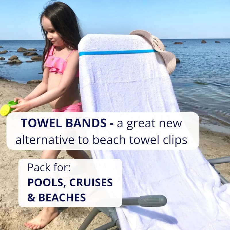 Beach Towel Bands (6-Pack) - Durable Chair Clips for Pool & Cruise