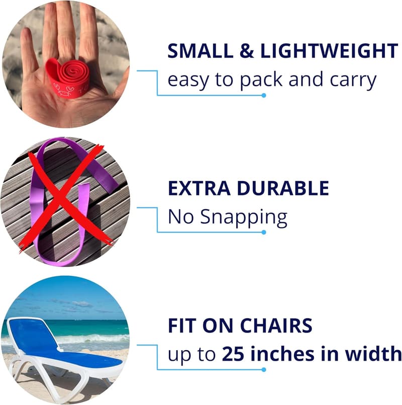 Beach Towel Bands (6-Pack) - Durable Chair Clips for Pool & Cruise