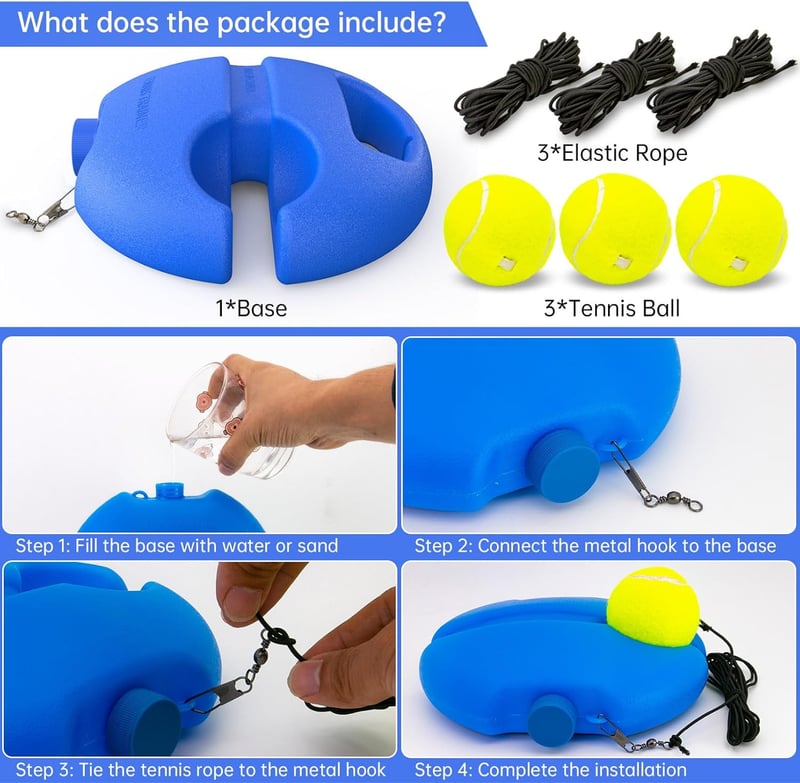 Portable Tennis Rebound Trainer Kit for Solo Practice