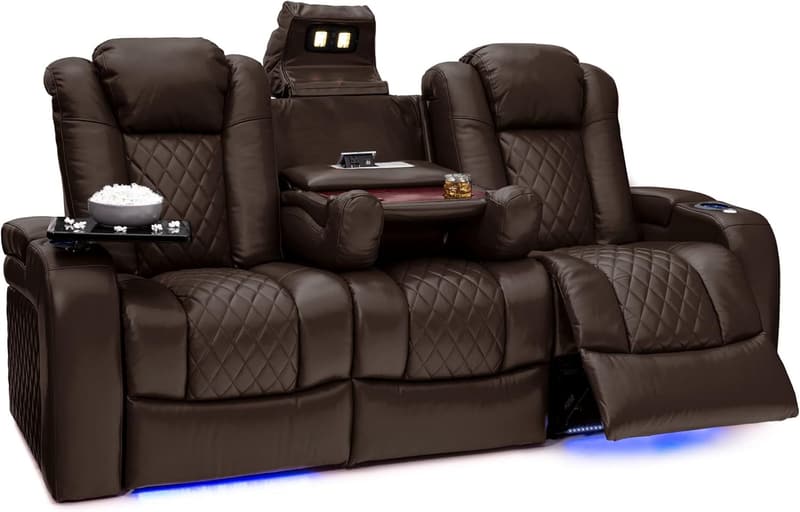 Euphoria Heat & Massage Reclining Sofa in Brown Leather