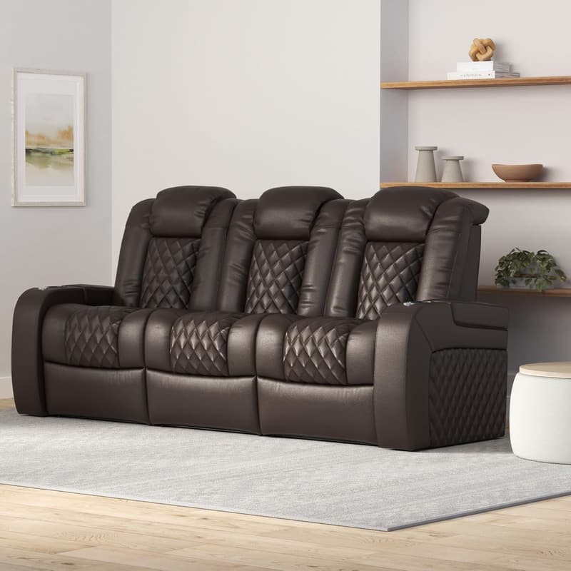 Euphoria Heat & Massage Reclining Sofa in Brown Leather