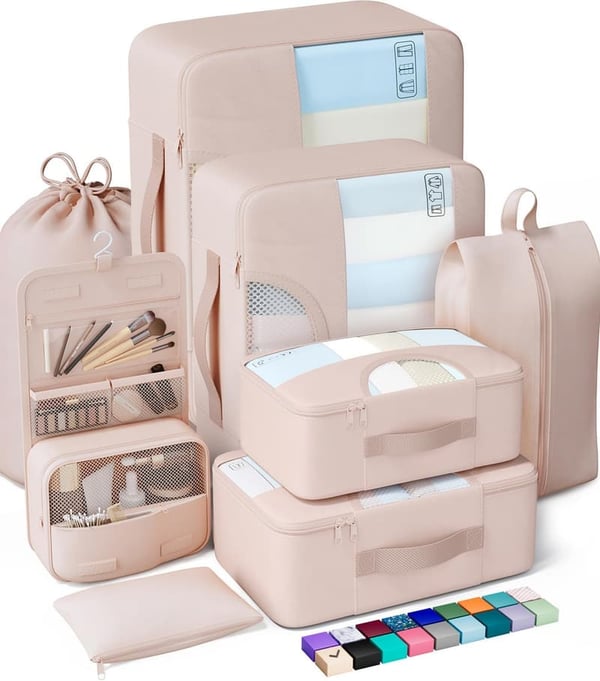 Packing Cubes Set for Travel - Luggage Organizer with Toiletry Bag