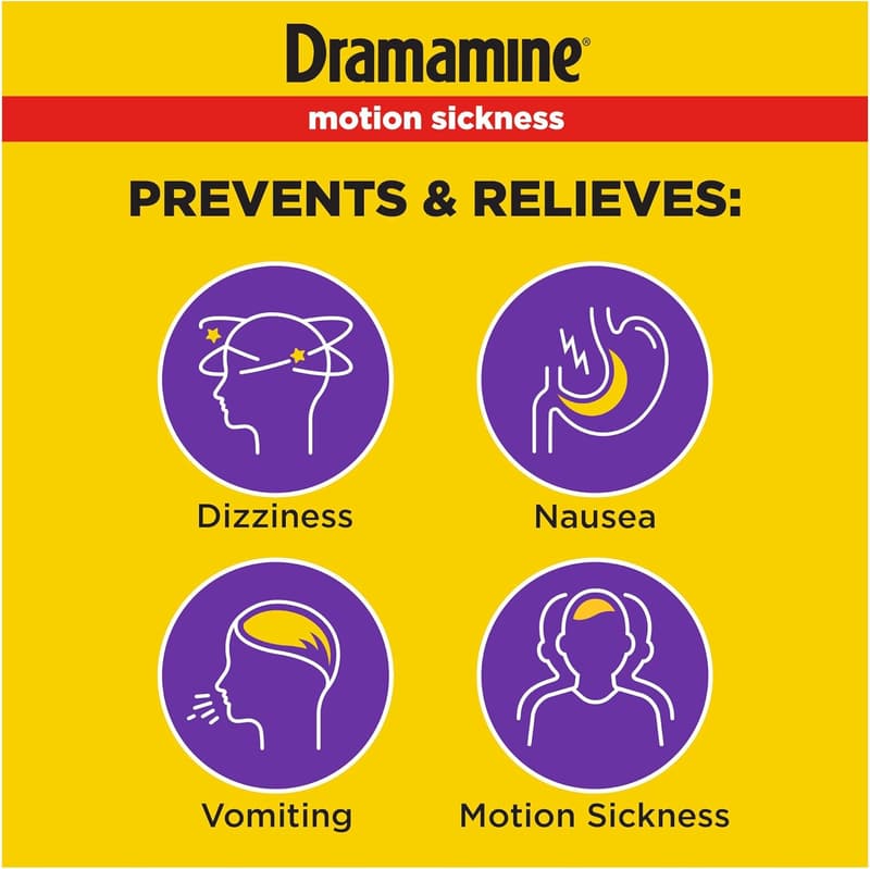 Dramamine All Day Less Drowsy Motion Sickness Relief, 8 Count