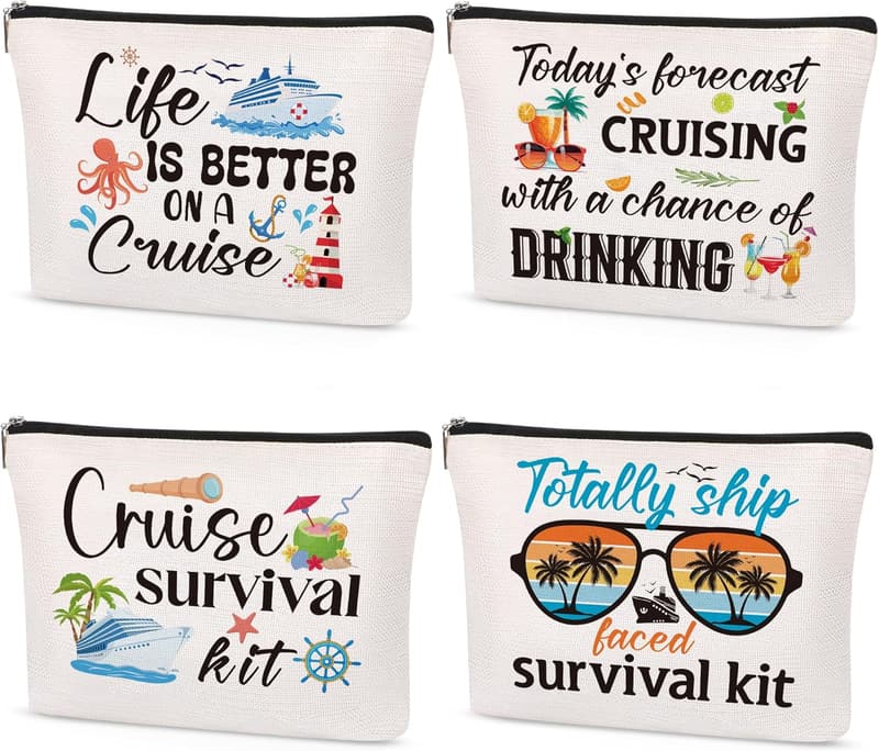 Cruise Makeup Bag Set - 4Pcs Travel Essentials for Women