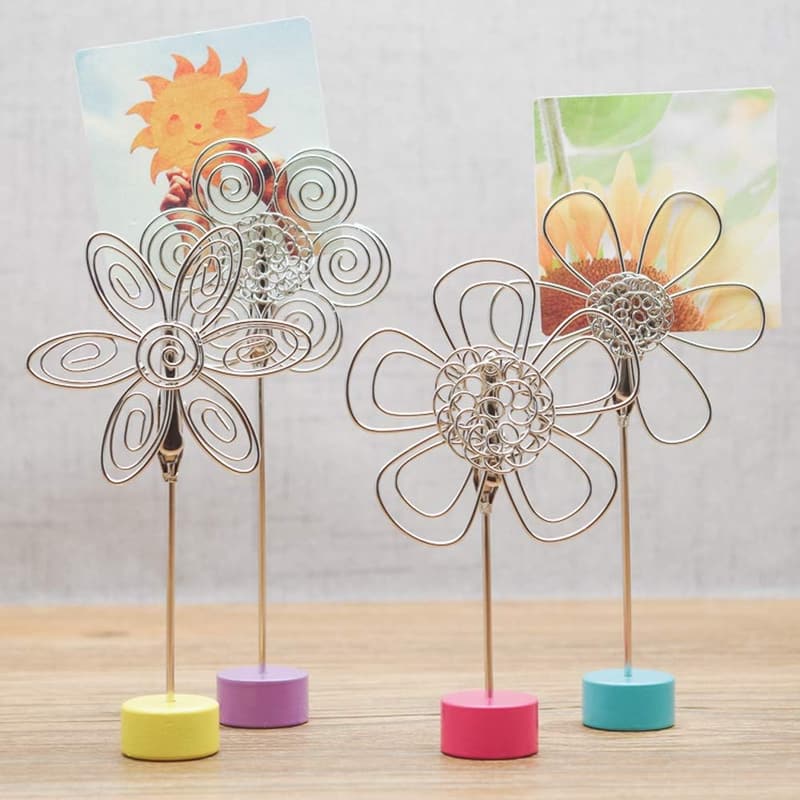 Colorful Metal Flower Memo and Photo Clip Holder Stand