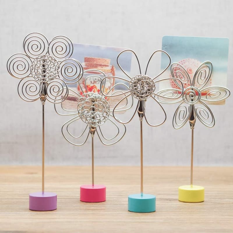 Colorful Metal Flower Memo and Photo Clip Holder Stand