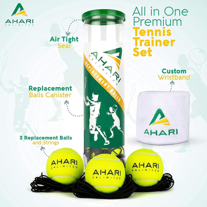 Portable Tennis Rebounder Set with Carrying Cylinder & Balls