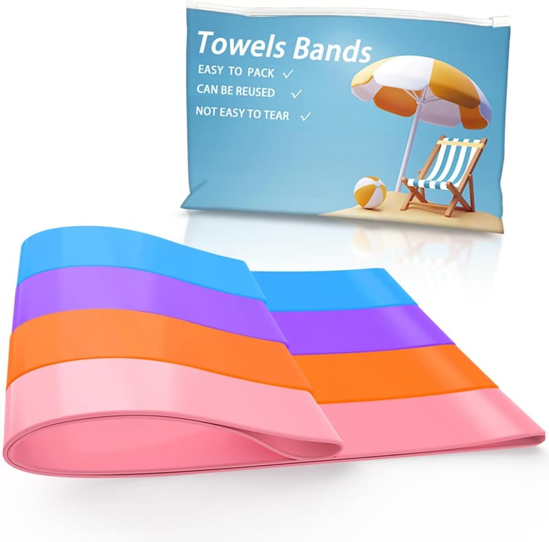 Vacation Towel Bands for Cruise & Beach Chairs - 4 PCS