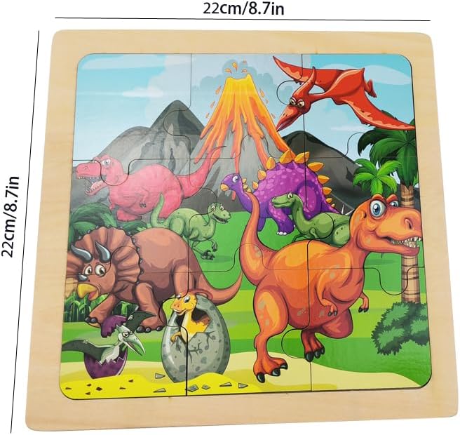 Educational Wooden Dinosaur Jigsaw Puzzle Set for Preschoolers